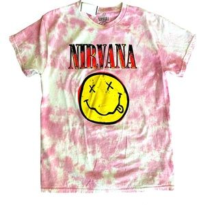 Nirvana pink and white tie-dye shirt medium